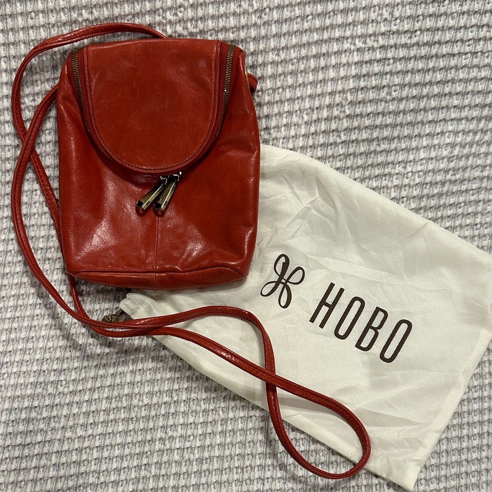 HOBO Red Leather Crossbody Bag